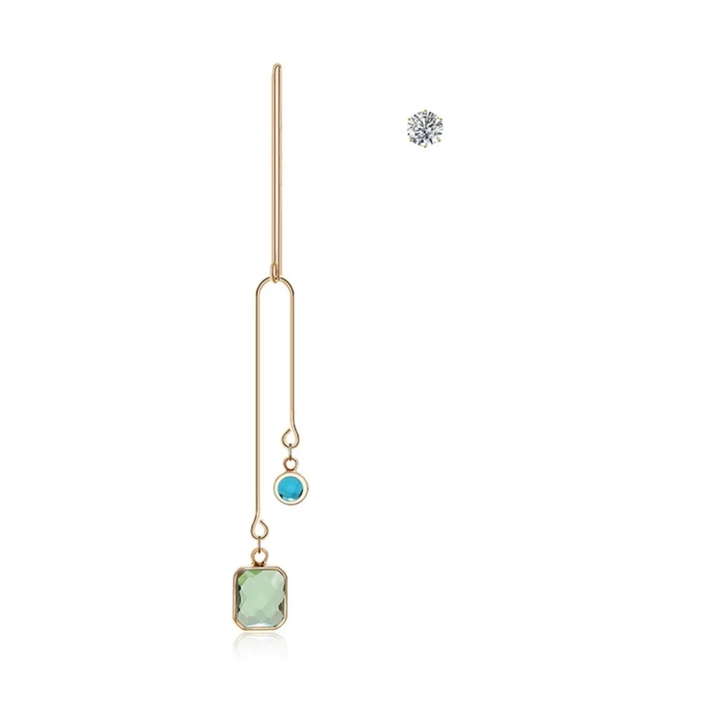 

Fashion Creative Pretty Green Blue Color Square Shaped Crystal Dangle Drop Earrings For Women Jewelry boucle d'oreille femme