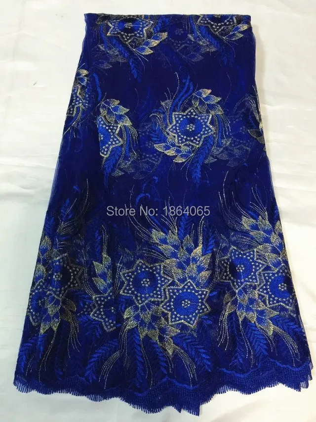 

Most popular royal blue mesh lace sereis embroidery French net lace fabric African tulle lace material QN24-7,5yards/pc