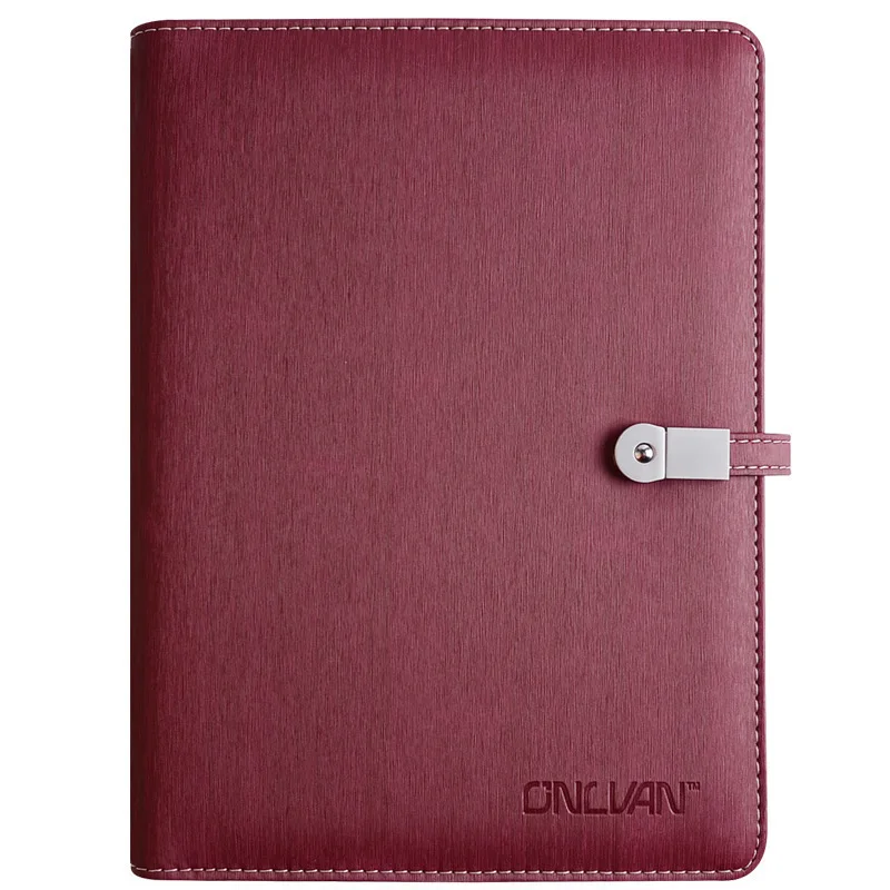 Деловая кожаная записная книжка A5 Binder Дневник на спирали журнал& USB флэш-накопители& power Bank планировщик многофункциональная записная книжка - Цвет: wine red
