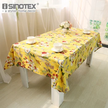 

Luxury Flower Printed White Red Yellow and Coffee Colors Table Cloth Soft Cotton Rectangle Table Cover Tablecloth Toalha De Mesa