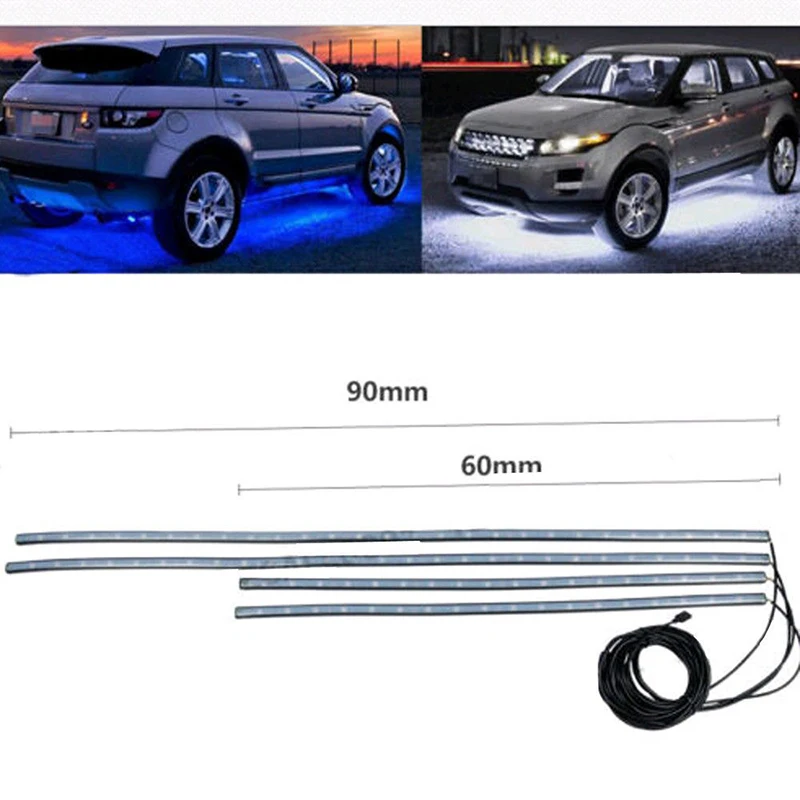 

4x Car Underglow Flexible Strip LED APP/Remote Control RGB Decorative Atmosphere Lamp Under Tube Underbody System Neon Light Kit