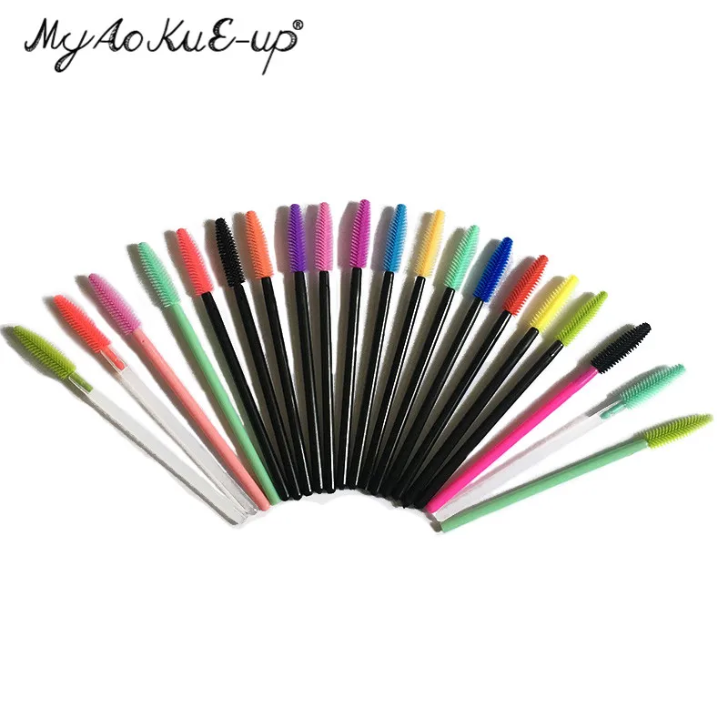 

200pcs/lot Makeup Eyelashes Brushes Disposable Mascara Brush For Eyelash Extension Mascara Applicator Wands Colors Make Up Brush