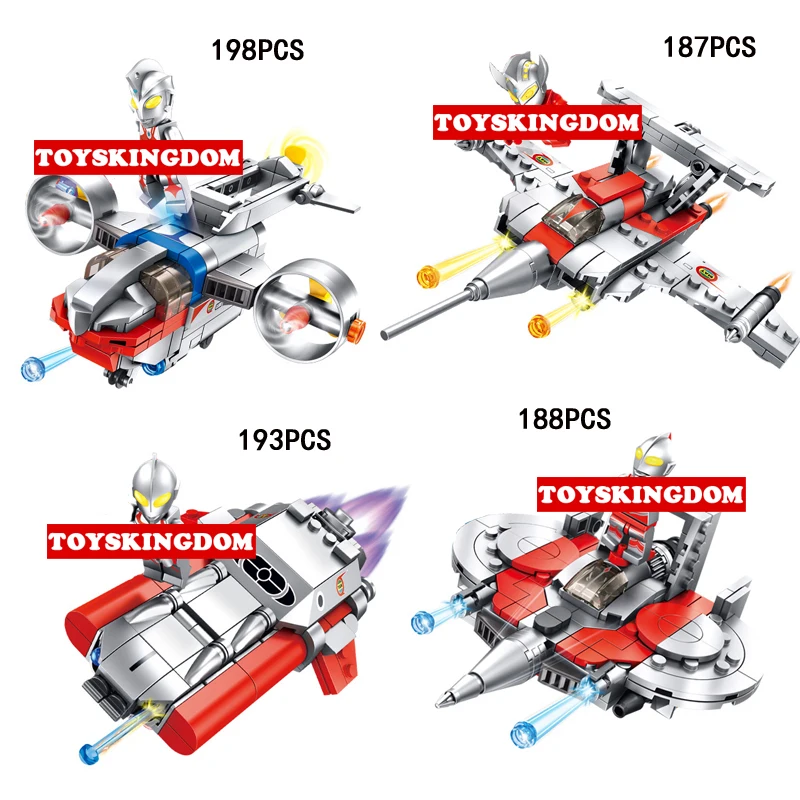 

Hot Japan super heroes Ultraman 4in1 Spacecraft building block Ultra Taro Jack Ace figures bricks diy education toys for gifts