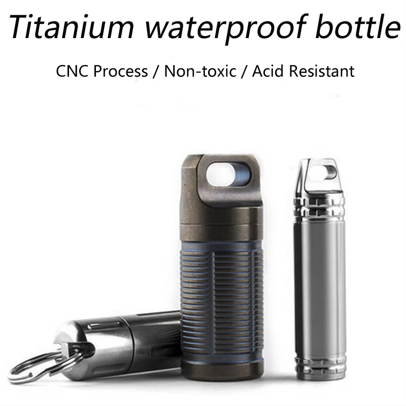 

Titanium Alloy TC4 Waterproof Seal EDC Outdoor Portable Emergency Life-saving Capsule Multi-functional Small Pill Box Bottle