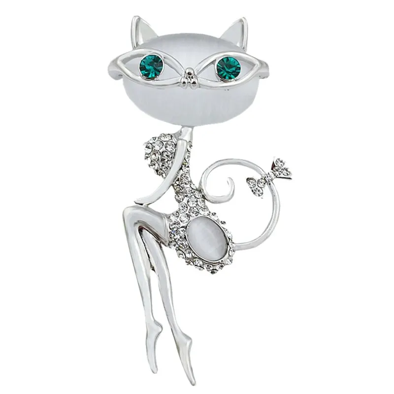Модные опал и стразы носить очки броши кошки симпатичные Sexy Cat шпильки свадебные