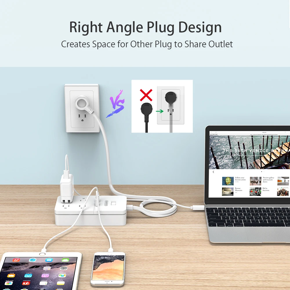 NTON POWER 4 Outlet Smart Power Strip с 2 usb портами защита от перегрузки и перенапряжения