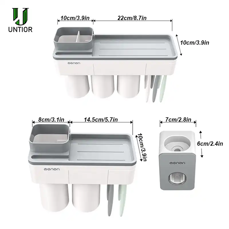 Sunoney Distributeur de Dentifrice Mural avec Porte-Brosse /à Dents Jaune