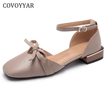 

COVOYYAR 2019 Sweet Bow Women Flats Summer Fashion Buckle Strap Casual Shoes Ankle Strap Low Heel Lady Sandals Big Sizes WFS847