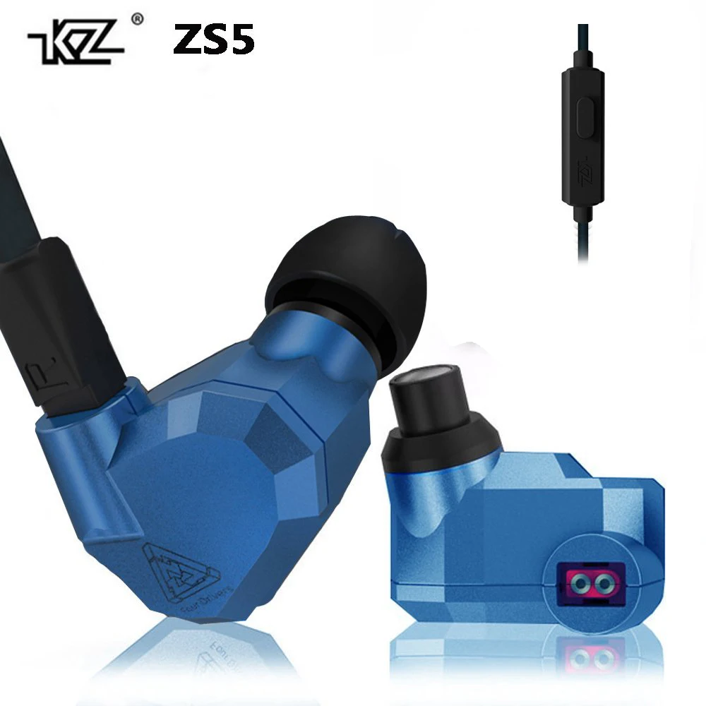 Оригинальный KZ ZS3 ZS5 ZS6 в ухо 3,5 мм кабель наушников стерео Шум отмена HIFI вкладыши С микрофоном для мобильного телефона iphone