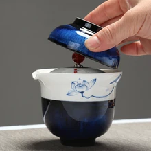 Ручная роспись креативный узор фарфоровая быстрая чашка для путешествий на открытом воздухе легко переносить чашку чайника сервиз Gaiwan изысканный подарок посуда для напитков