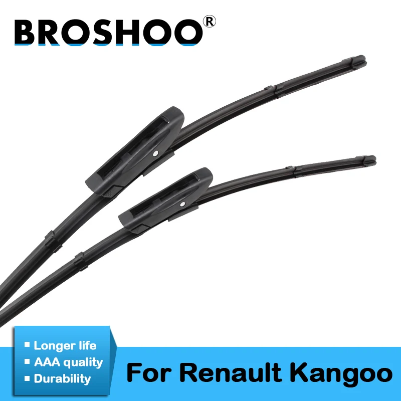 

BROSHOO Car Wiper Blades Natural Rubber For Renault Kangoo 1 2 Model Year From 1997 To 2015 Fit Standard Hook Arm/Bayonet Arm