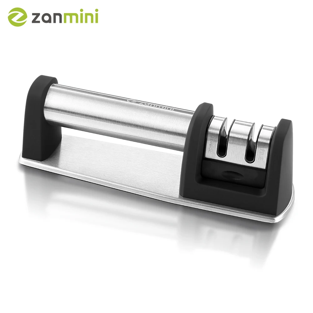 

zanmini ZKS02 Electric Knife Sharpener Kitchen Sharpening Stone 2 Stages Diamond Kitchen Knife 2 Slot Sharpening System Z20