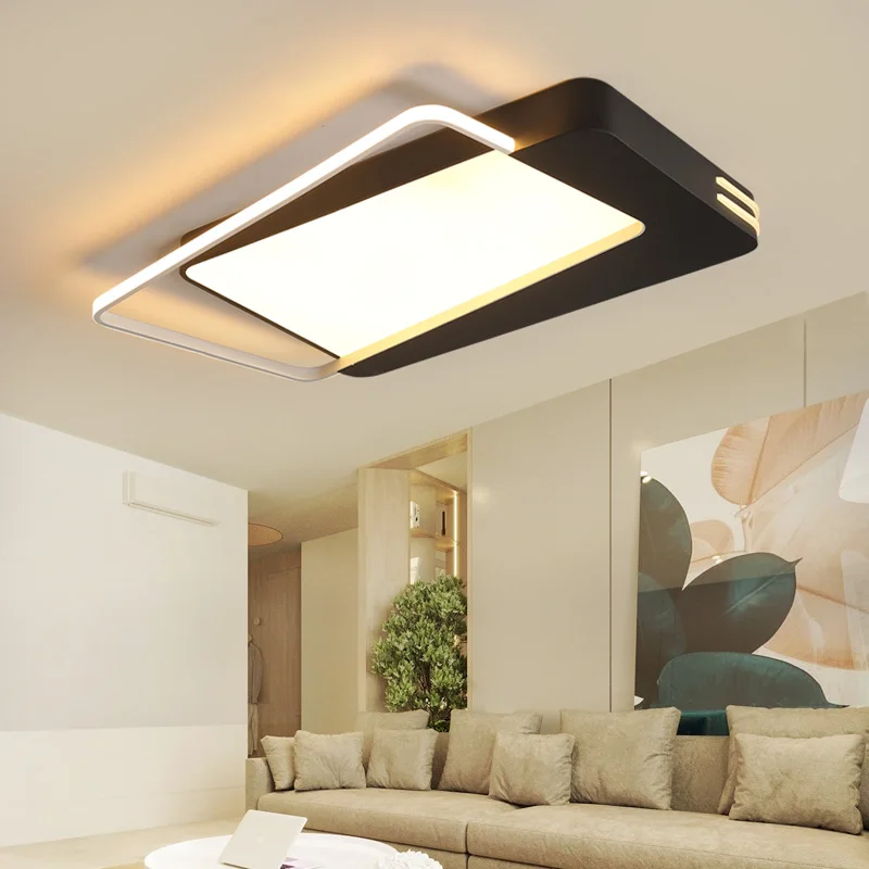 

Remote Control Modern Led Ceiling Lights For Living Room Bedroom Home black frame Finish Ceiling Lamp Fixtures lighting deco