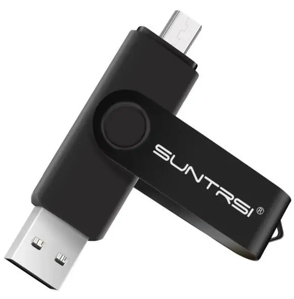 Suntrsi Смартфон USB Flash Drive металлическая ручка привода 64 ГБ флешки 8 ГБ OTG внешних накопителей micro usb memory stick флеш-накопитель - Цвет: black