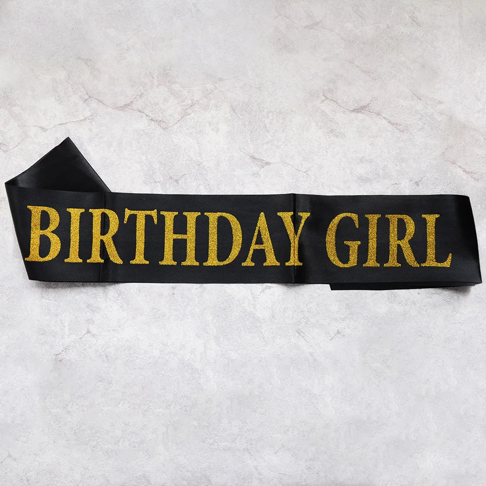Nicro день рождения на день рождения ленты для девочки блестящий сатин принцесса счастлива День рождения украшения 10th 15th 16th 18th 20th 21st 30th 40th# Oth09