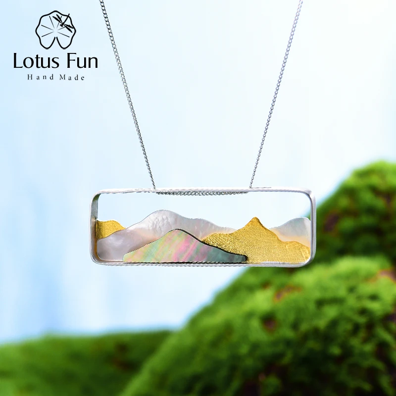 Lotus Fun реальные 925 серебро Natural Sea В виде ракушки ручной работы Ювелирные украшения multipeaked Mountain Дизайн кулон