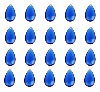

H&D 20pcs 50mm Glass Crystal Chandelier Prisms Ceiling Lamp Teardrop Pendants,Blue