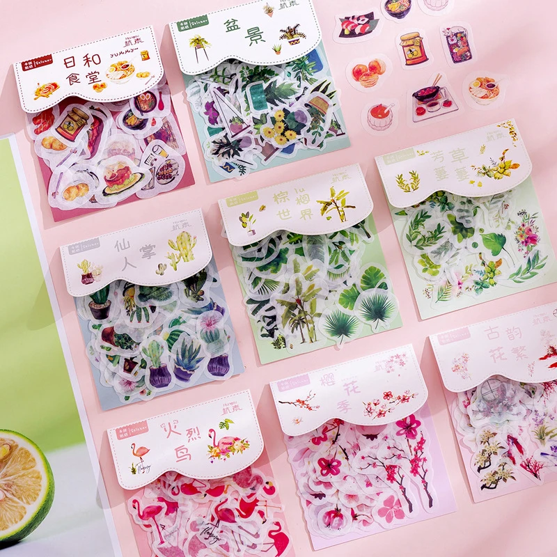 40 Pcs/pack Plants Series leaves Washi Paper Stati...