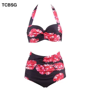 

TCBSG 2019 Handmade Crochet Bikini Summer Beachwear Reversible Swimwear Sexy Women Swimsuit Push Up Print Bathing Suit Swim