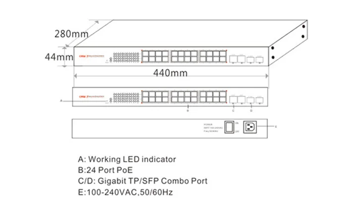 Умный PoE управляемый коммутатор 24 100 м PoE Порты+ 2 1000 M RJ45+ 2 TP/SFP Combo