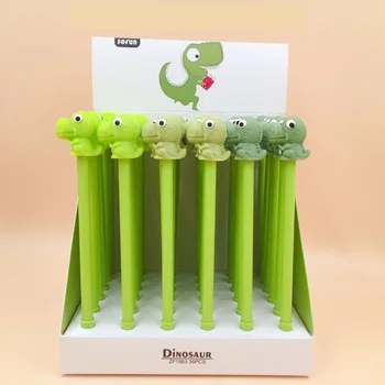 

36pcs/lot Creative Dinosaur Silicone Black Ink Gel Pen Roller Ball Pens Office School Stationery Promotion Gift Boys Favors