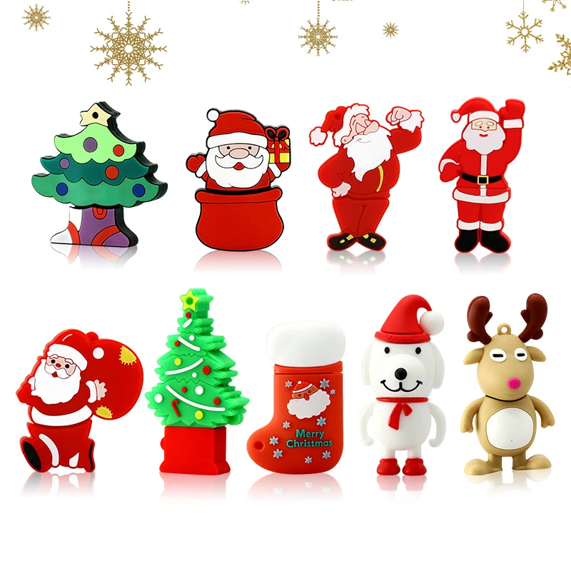 

USB Flash Drive Cute Santa Claus 16GB 8GB Pen Drive Mini Christmas Tree usb flash Memory Stick 128GB 32GB Pendrive 64GB 2.0 Disk
