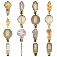 Винтажные лампы E27 E14 лампа накаливания ST64 G80 лампа накаливания карбоновая лампа в виде белки Ретро светильник Эдисона для подвесных ламп