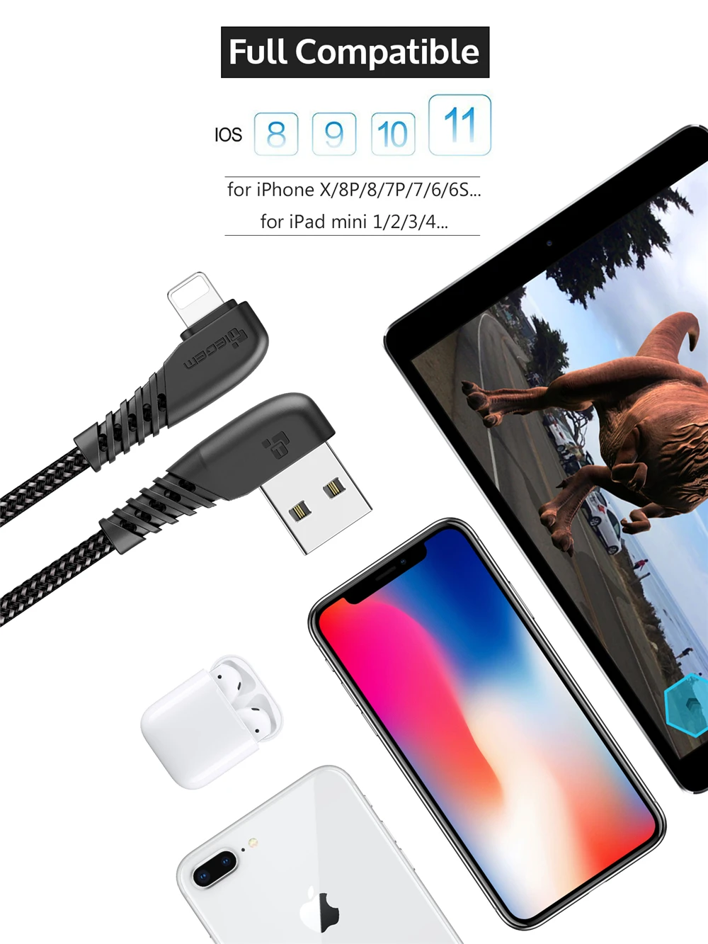 TIEGEM 90 usb-кабель для iPhone X 8 7 6 5 6s plus Кабель для быстрой зарядки кабель мобильного телефона зарядное устройство Usb кабель для передачи данных 1M2M3M