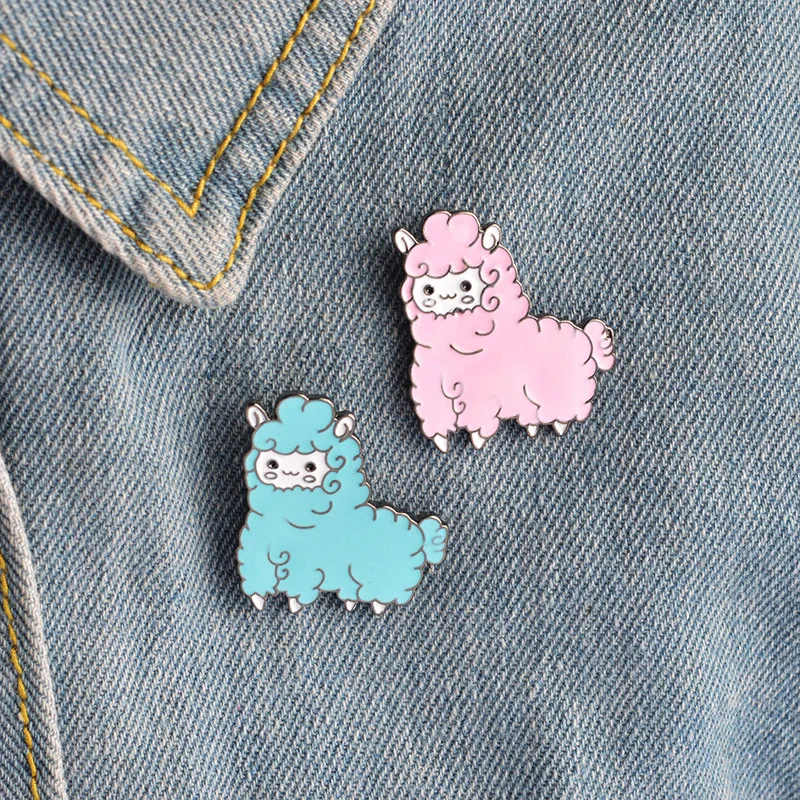

New LNRRABC Fashion Cartoon Animal Sheep Enamel Brooches For Women Kids Brooch Jewelry Hijab Lapel Pins Party Gifts Accessories