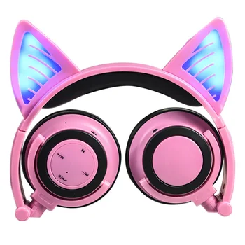 

Cat Ear Wireless Bluetooth Headphones Wireless Glowing Headset with Microphone Flashing Gaming Headsets with LED Light For Phone