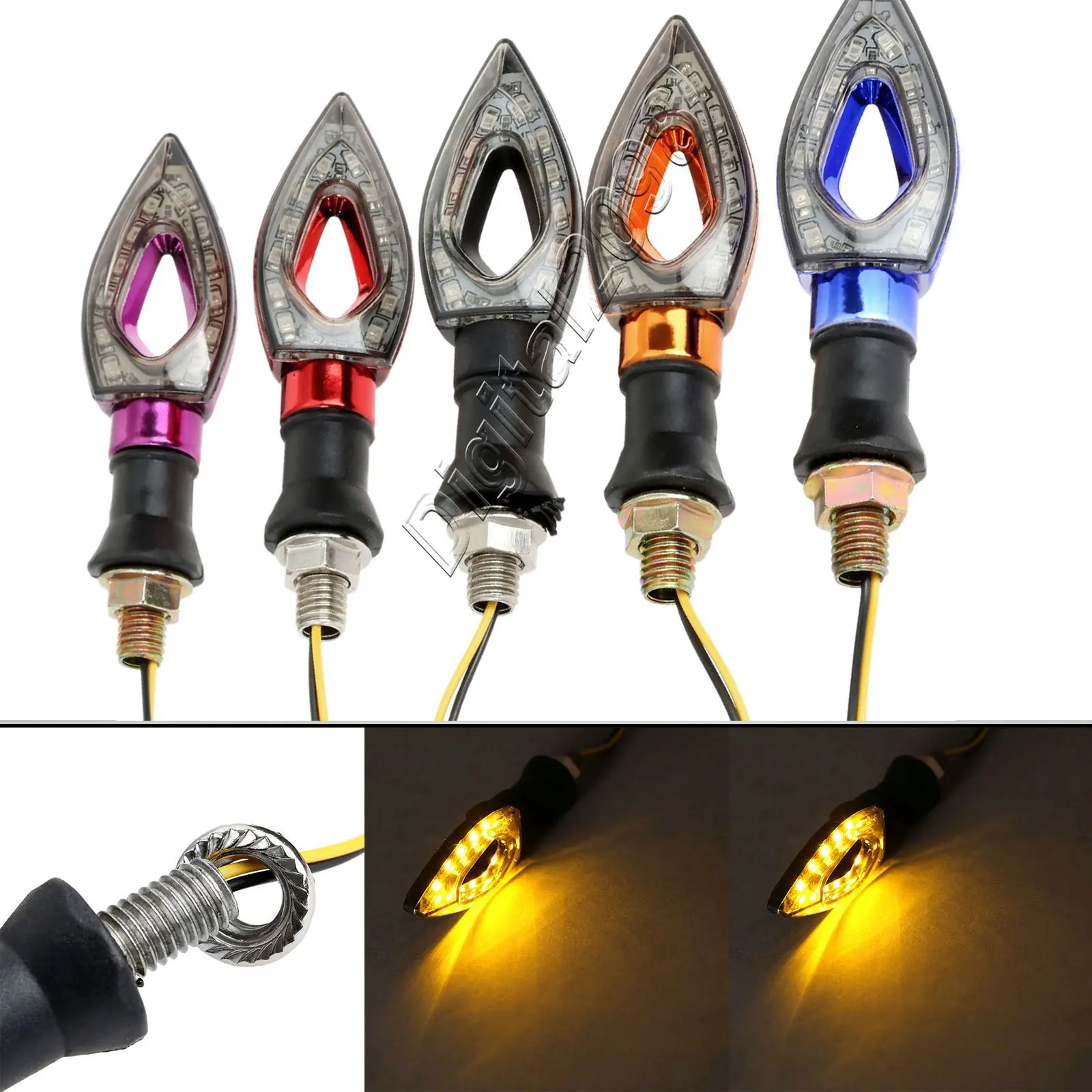 

Yetaha 1 Pair Motorbike Motorcycle Turn Signal Indicators Light Universal 12 LED Amber Blinker Lights/lamp For Honda Yamaha