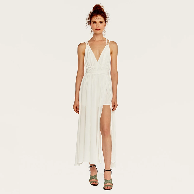 

AcFirst Summer Women Blue Long Dress Strap Backless V Neck Holiday Sexy Plus Size Club Evening Party Dresses Beach Sundress