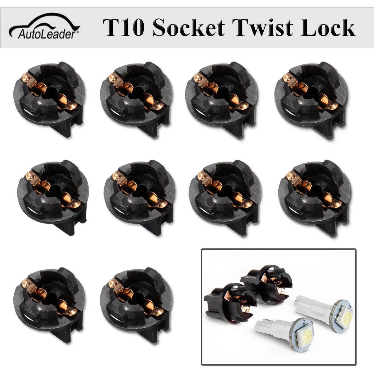 Buy 10pcs T10 Car Light Socket Twist Lock Wedge