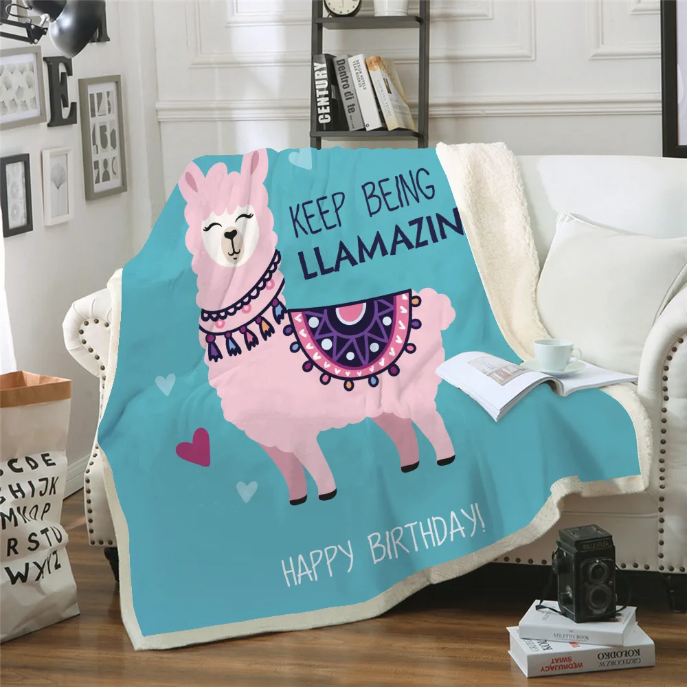 

Dream NS blasting blanket Air conditioning quilt thickening double layer plush 3D digital printing blanket cute alpaca series