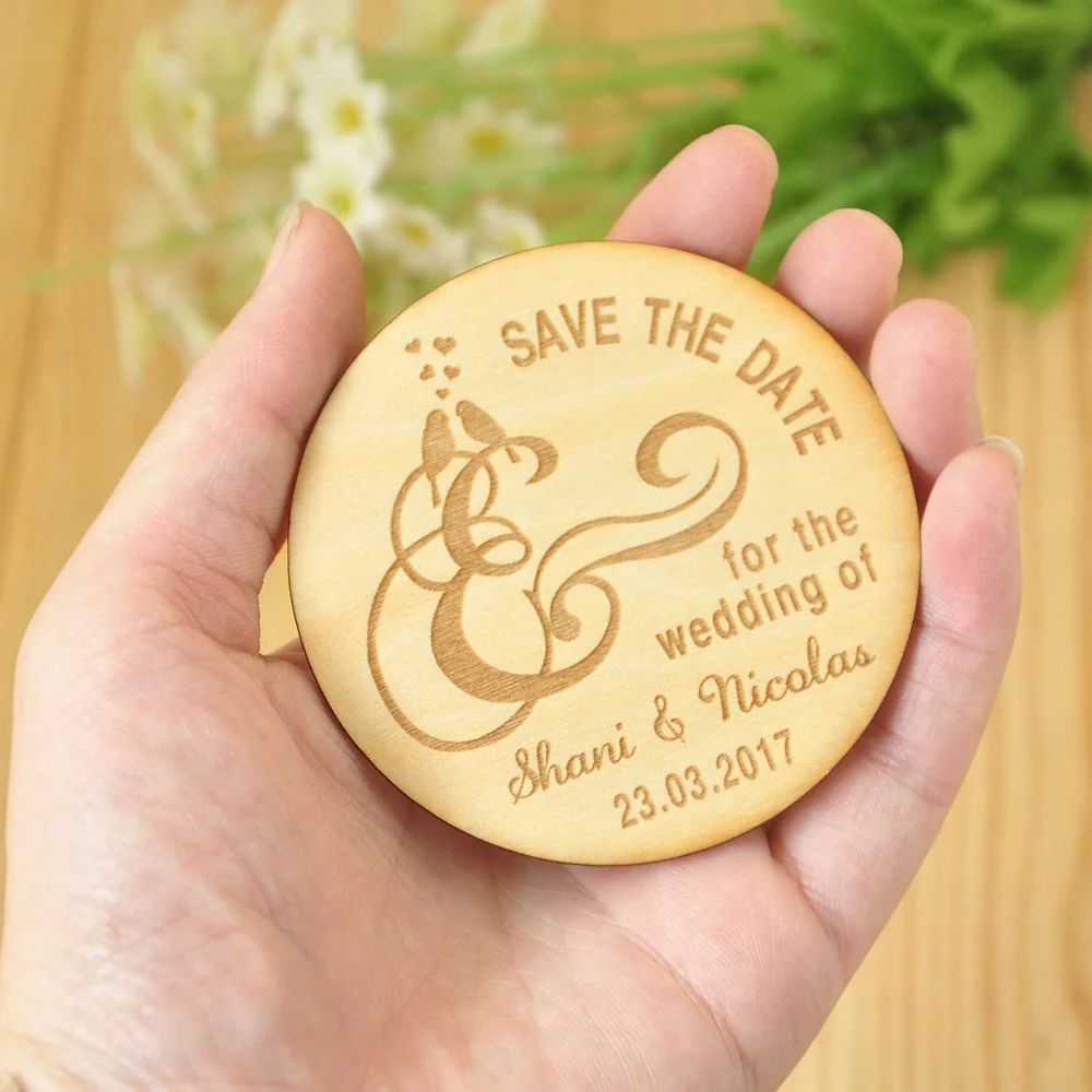 Wooden Save The Date Magnets Rustic Wooden Magnets Wedding Favors 