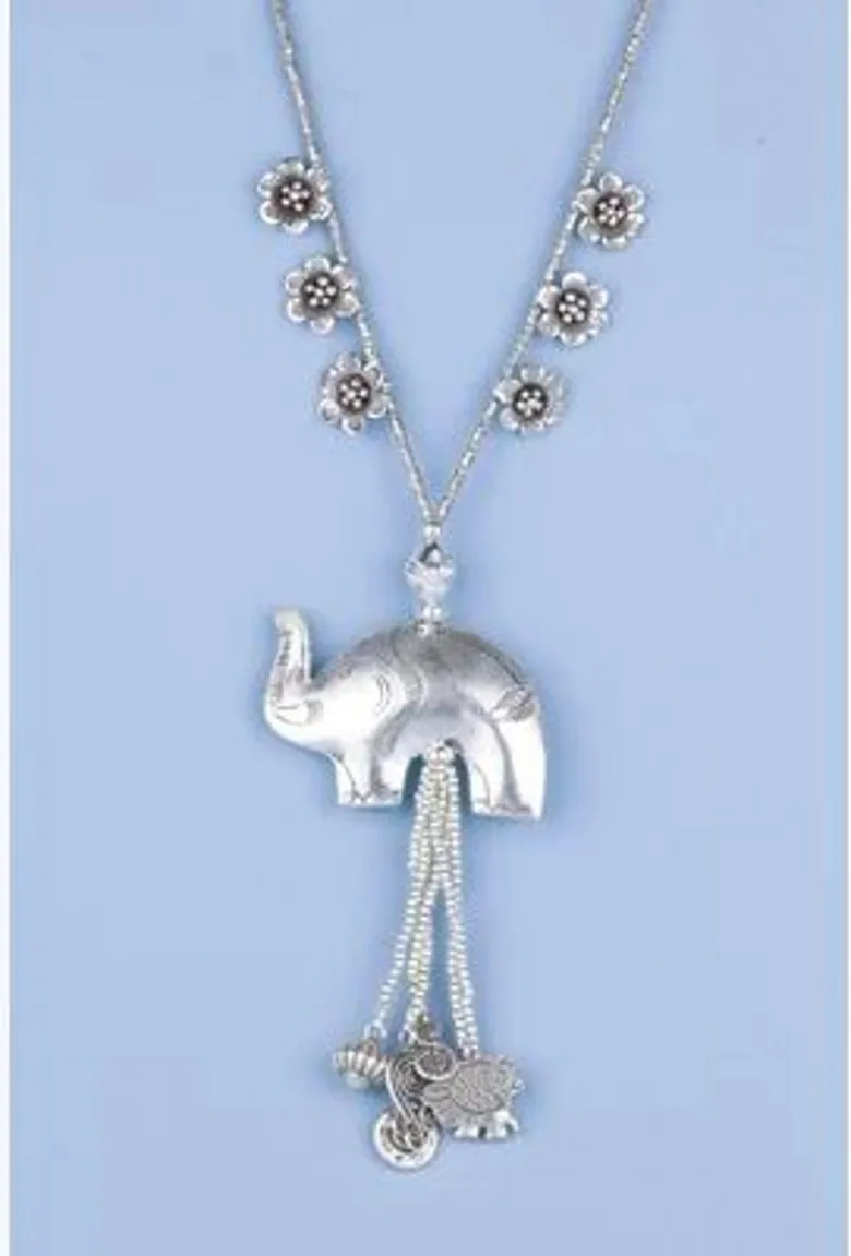 

Thailand stamp exaggerated Chiang Mai sweater chain 925 Sterling Silver fringe elephant handmade silver wholesale