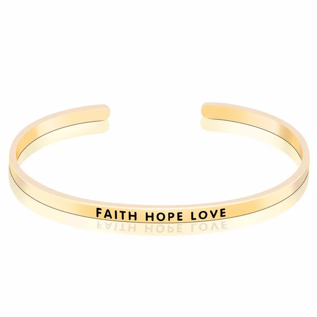Yafeini 925 Sterling Silver Three Color Bracelet With Letter Faith Yafeini 925 Sterling Silver Three Color Bracelet With Letter Faith Hope Love Bangle Gold Rose