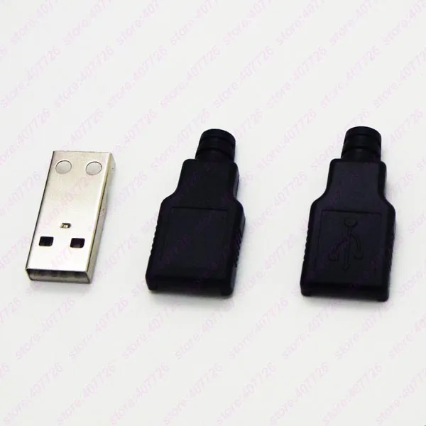 Высокое качество 10 шт. DIY USB A Тип Штекерный соединитель в сборке адаптер USB Jack 2,0 розетка с пластиковой оболочкой хвост провода диаметром 3,2