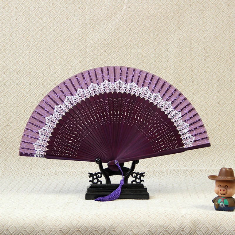 

New Arrival Japeneses Black Leques Ladies Folding Silk Hand Fans,Wholesale Personalized Bamboo Fan Of Old Wedding Decoration 9