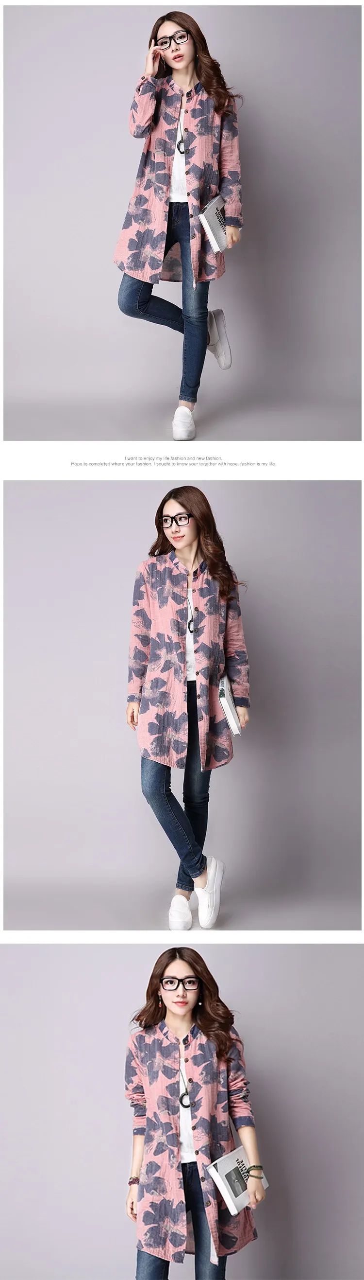 NIJIUDING Spring New Fashion Floral Print Cotton Linen Blouses Casual Long Sleeve Shirt Women  Top With Pockets cute blouses