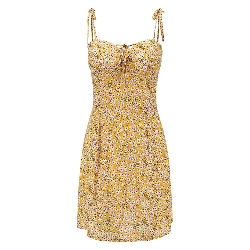 Forefair Mini Floral Dress Yellow  (5)