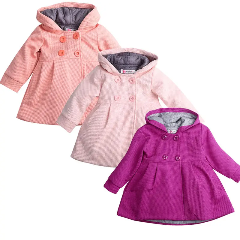

Fashion Style High Quality Baby Girls 2018 Fall Winter For Girls Coat Kids Warm Hooded Three Colors Solid