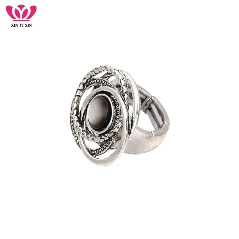 

Vintage Ancient Silver Opal Ring For Women Men Oval Adjustable Punk Style Unisex Ring Bijoux de dames Christmas Birthday Gift