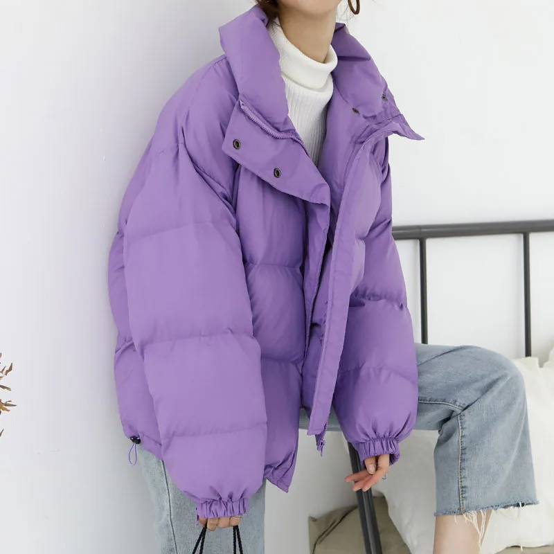 Новая фиолетовая хлопковая Свободная Женская короткая куртка-пуховик - Цвет: purple
