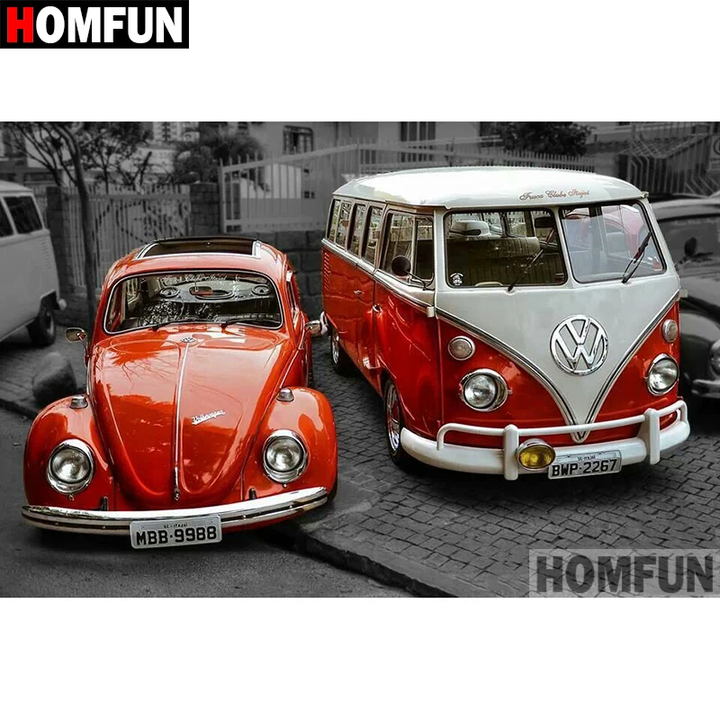 

HOMFUN Diamond painting "Car scenery" Full Square/Round Drill Wall Decor Inlaid Resin Embroidery Craft Cross stitch A00343