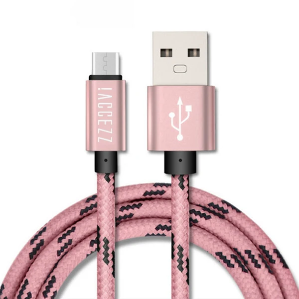 Rose Gold ACCEZZ Micro USB кабель для samsung Galaxy S7 S6 Edge huawei Xiaomi Redmi 4 2A телефон зарядное устройство данных кабель для мобильного телефона нейлоновый шнур - Цвет: Rose Gold
