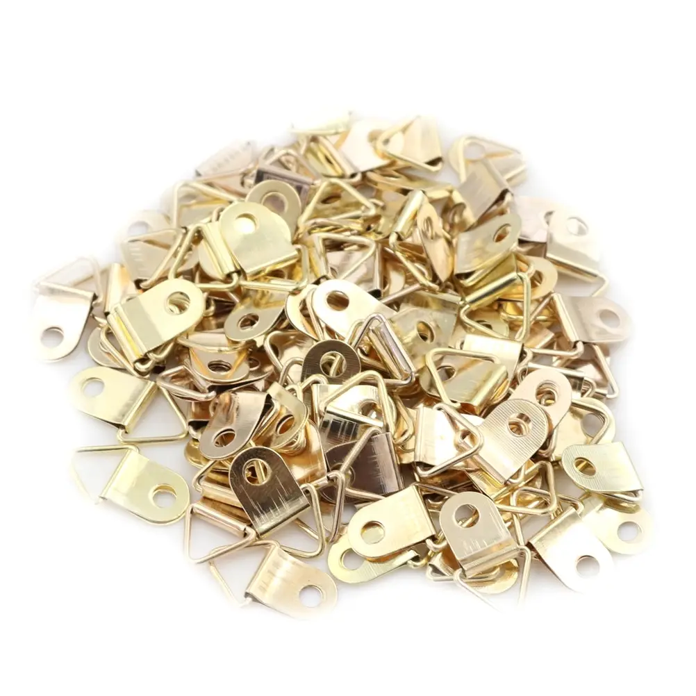 100PCS/pack Golden Triangle D-Rings Hanging Picture Oil Painting Mirror Frame Hooks Picture Frame Hanger High Quality