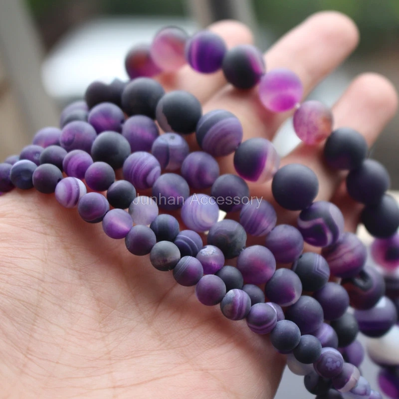 

6mm 8mm 10mm high quantity Matt Purple stripe Onyx Stone Round stone Loose Beads for jewelry making