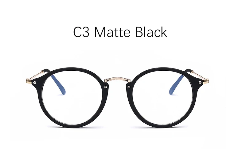 C3 Matte Black Синий светильник, очки, оправа Очки для работы за компьютером, круглые прозрачные женские очки, оправа, оптические оправы - Цвет оправы: C3 Matte Black