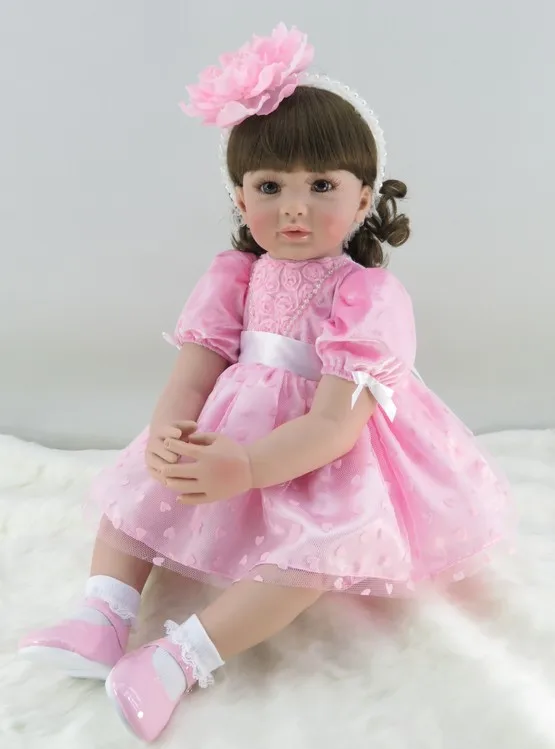 

60cm Silicone Reborn Baby Doll Toys For Children 24inch Vinyl Pink Princess Toddler Alibe Babies Kids Collectable Birthday Gift